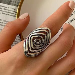 Silver Swirl Statement Boho Ring